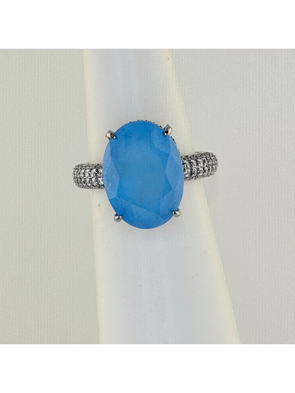 Bomb Party Ring Sz 7 RG97658 "A Blissful Shimmer" Ocean Blue Quartz on Hematite